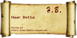 Haar Betta névjegykártya